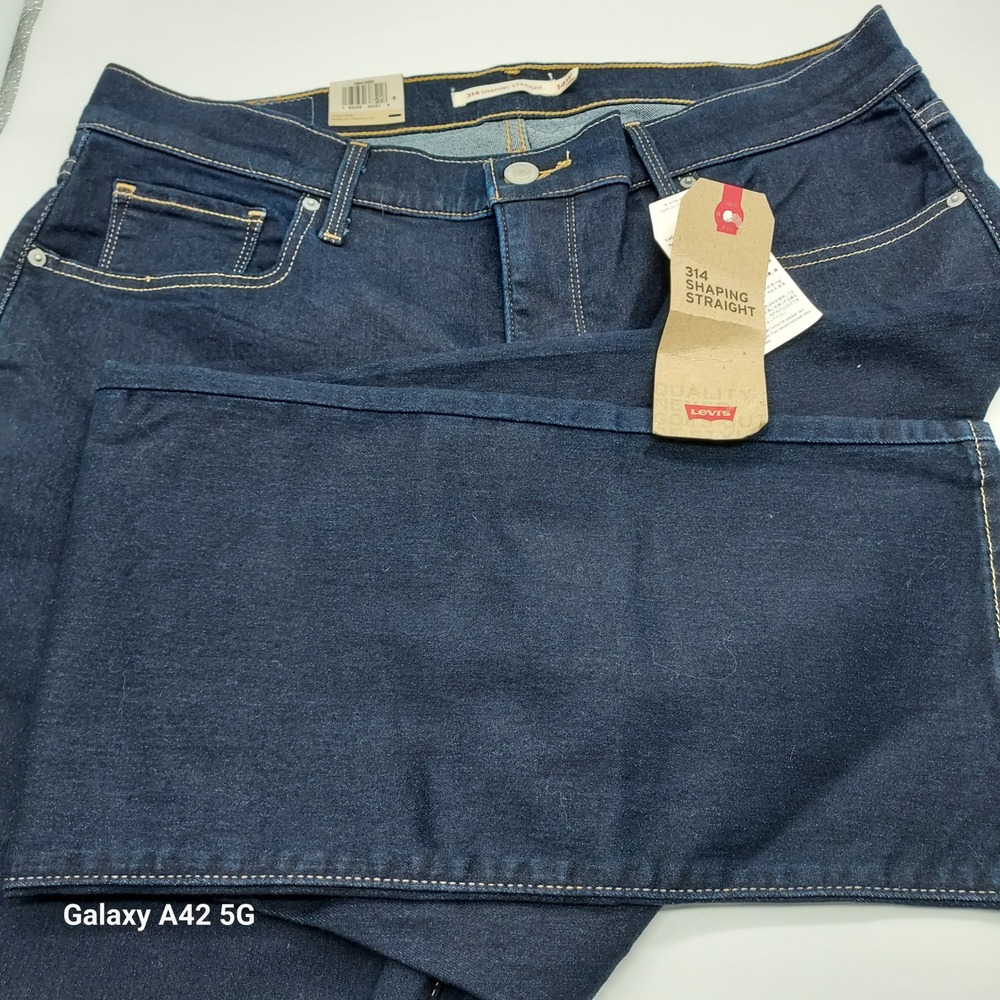 Levis 314 Shaping Straight Jeans Dark Wash Mid Rise Tummy Slimming 14W S NWT